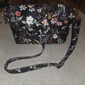 Hot Topic Black Floral Crossbody Bag - Black Multi